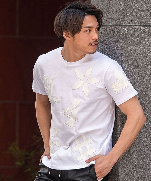 Luxe R Puワッペン総柄クルーネック半袖tシャツ メンズ 半袖 ブランド 大人 ファッション トップス ロゴ 伸縮性 綿100 部屋着 ストリート系 エスビーセレクト Sb Select Magaseek