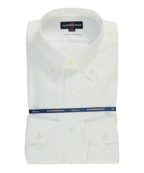 TAKA-Q(タカキュー)/超長綿120双糸 スタンダードフィット ボタンダウン 長袖 シャツ メンズ ワイシャツ ビジネス ノーアイロン 形態安定 yシャツ 速乾/ホワイト