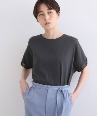 INDIVI/【こなれSETUP/WEB限定カラー/洗える】クルーネックシアースリーブデザインブラウス/504638918