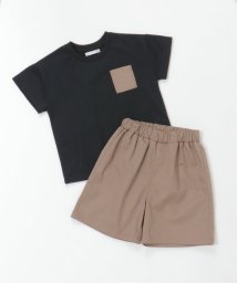 ikka kids(イッカ　キッズ)/【キッズ】ポケット付きTシャツ／ハーフパンツセットアップ（120〜160cm）/ブラック