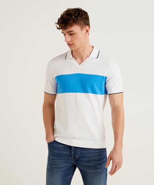 オープンカラー半袖ニットポロシャツ ベネトン メンズ Benetton Mens Magaseek