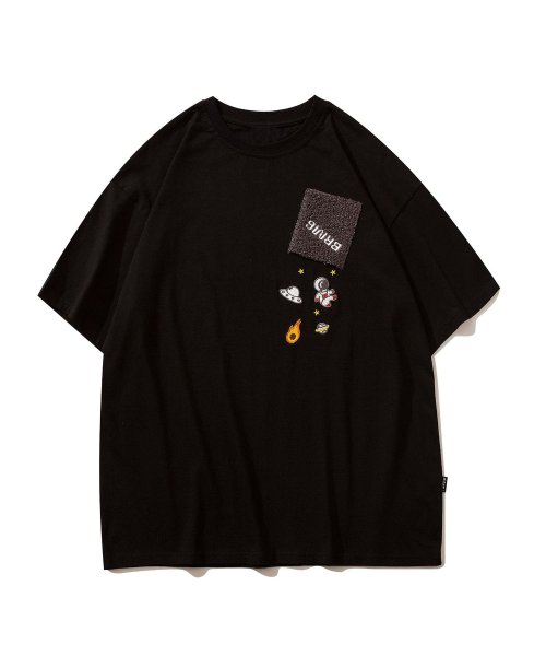 HOOK(HOOK（フック）)/HOOK－ 可愛い宇宙刺繍半袖TEE 春服 夏服/ブラック