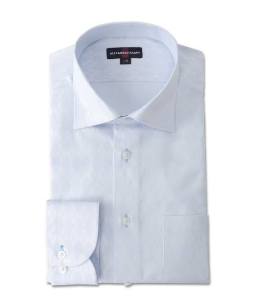 TAKA-Q(タカキュー)/形態安定 スタンダードフィット ワイドカラー 長袖 シャツ メンズ ワイシャツ ビジネス ノーアイロン 形態安定 yシャツ 速乾/サックス