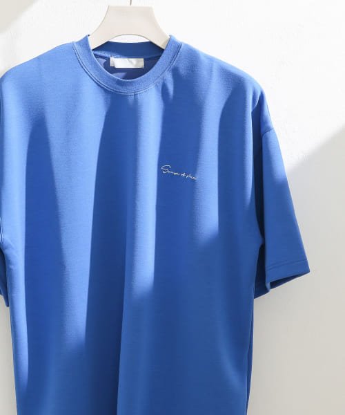 SENSE OF PLACE by URBAN RESEARCH(センスオブプレイス バイ アーバンリサーチ)/シシュウダンボールポンチTシャツ(5分袖)/BLUE