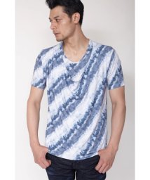 TORNADO MART(トルネードマート)/TORNADO MART∴バイアスムラ柄レイヤードレープTシャツ/ブルー