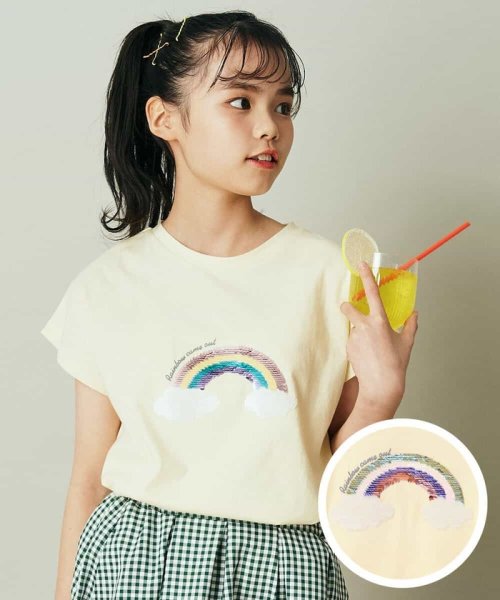 a.v.v(KID'S)(アー・ヴェ・ヴェキッズ)/[100－130]アイスタッチレモンコレクションTシャツ/ライトイエロー