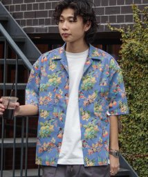 GLOSTER(GLOSTER)/【WORK ABOUT/ワークアバウト】VACANCE SHIRT 総柄プリントシャツ アロハシャツ/ブルー
