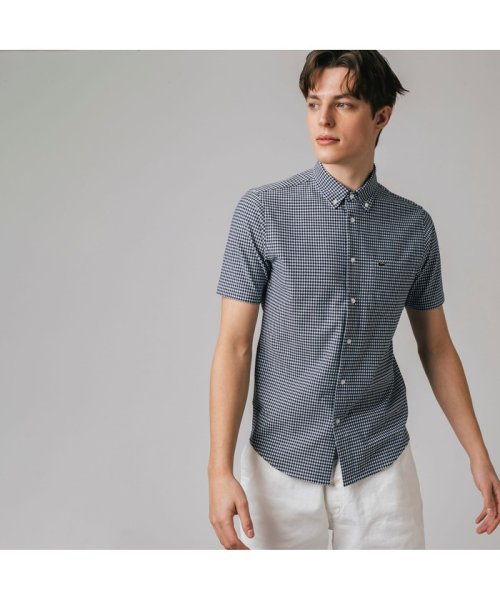 クールマックスブレンド鹿の子地半袖チェックシャツ ラコステ メンズ Lacoste Mens Magaseek