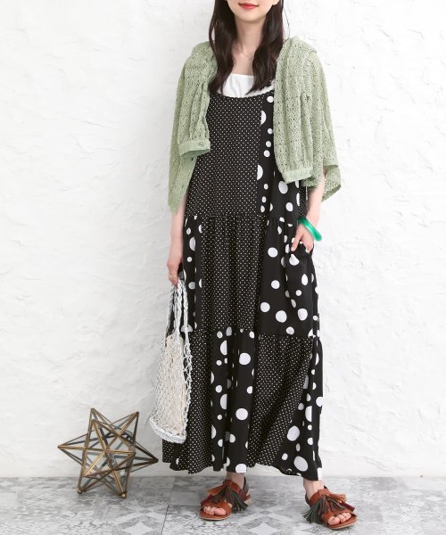 ミックス柄ロングキャミワンピース オシャレウォーカー Osharewalker Magaseek
