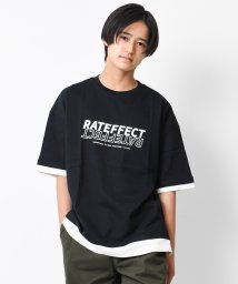 RAT EFFECT(ラット エフェクト)/レイヤード風プリントTシャツ/ブラック