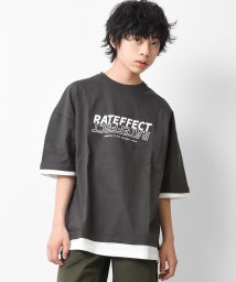 RAT EFFECT(ラット エフェクト)/レイヤード風プリントTシャツ/チャコールグレー