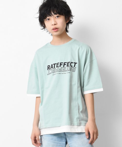 RAT EFFECT(ラット エフェクト)/レイヤード風プリントTシャツ/グリーン