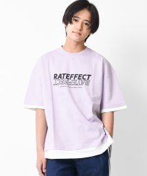 RAT EFFECT(ラット エフェクト)/レイヤード風プリントTシャツ/パープル