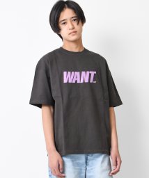 RAT EFFECT(ラット エフェクト)/WANTロゴプリントTシャツ/チャコールグレー