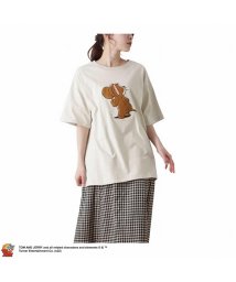 MAC HOUSE(women)(マックハウス（レディース）)/Tom and Jerry サガラ刺繍Tシャツ 2283－7742/グレージュ