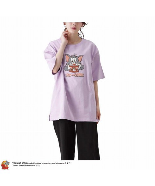 MAC HOUSE(women)(マックハウス（レディース）)/Tom and Jerry サガラ刺繍Tシャツ 2283－7742/パープル