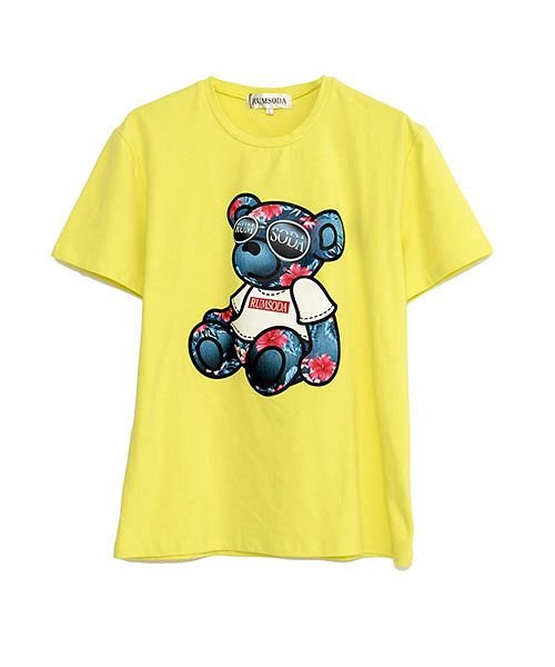 Rumsoda ボタニカルベアプリントクルーネック半袖tシャツ メンズ ブランド 大人 ファッション 熊 クマ ボタニカル柄 花柄 ストレッチ 細身 スリム カ エスビーセレクト Sb Select Magaseek