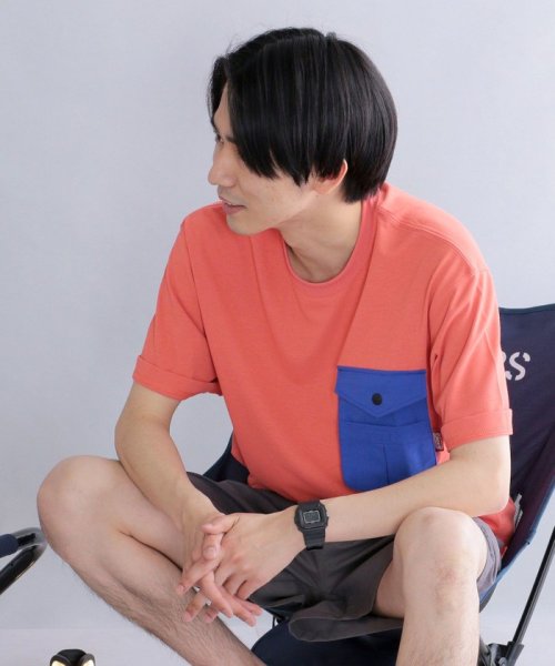 SHIPS MEN(シップス　メン)/*【SHIPS別注】Coleman: 〈吸水速乾/UVカット〉 ポケット Tシャツ/オレンジ