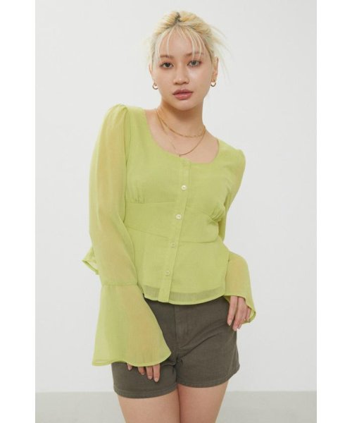 LAGUA GEM(ラグアジェム)/HEM FLARE BLOUSE/GRN