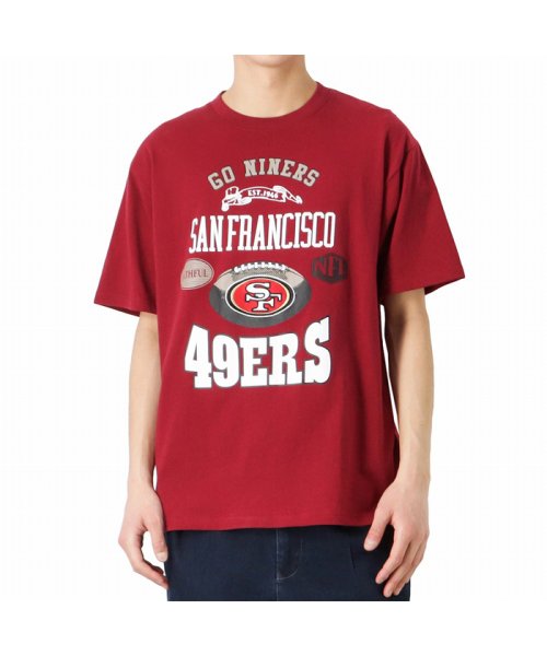 MAC HOUSE(men)(マックハウス（メンズ）)/NFL ナショナル フットボール リーグ San Francisco 49ers ロゴプリントコットン半袖Tシャツ S50366BM/レッド
