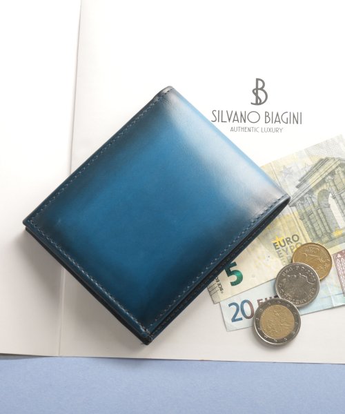 sankyoshokai(サンキョウショウカイ)/[SILVANO BIAGINI]イタリアンレザー二つ折り財布/ブルー