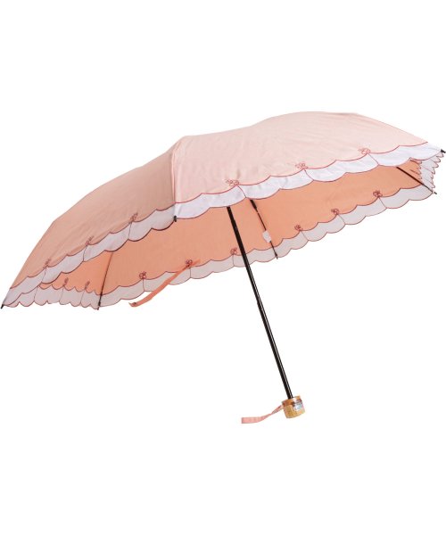 sankyoshokai(サンキョウショウカイ)/三段折り 折りたたみ傘　晴雨兼用 綿35%/ピンク