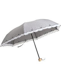 sankyoshokai(サンキョウショウカイ)/三段折り 折りたたみ傘　晴雨兼用 綿35%/グレー