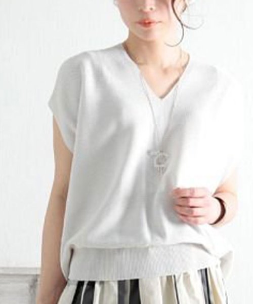Sawa a la mode(サワアラモード)/日本製縫い目の無いホールガーメントニットトップス/シルバー