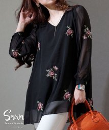 Sawa a la mode/花刺繍舞い散るシアーチュニック/504645338