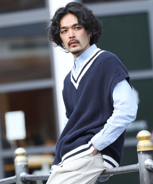 畦編みチルデンビッグベスト ベスト メンズ キレイ目 カジュアル トップス 畦編み ジギーズショップ Jiggys Shop Magaseek