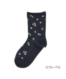 manzoku(満足)/福助 公式 靴下 レディース 満足 コットン メランジ クルー丈 3145－713<br>22－25cm ホワイト 婦人 女性 フクスケ fukuske/ダークブルー