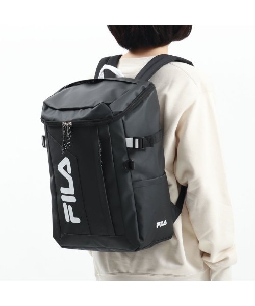 FILA(フィラ)/フィラ リュック FILA サイン 24L B4 通学 スクエアリュック ボックス型 PC収納 軽量 撥水 部活 スポーツ 女子 男子 中学生 高校生 7761/ブラック