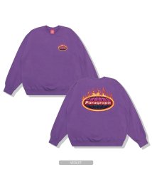 1111clothing(ワンフォークロージング)/パラグラフ スウェット トップス 長袖 正規品 ◆Paragraph Fire Embroidery Sweatshirt ◆ 有名 ブランド トレーナー オー/パープル