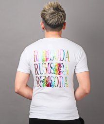 LUXSTYLE(ラグスタイル)/RUMSODA(ラムソーダ)レインボー箔プリント半袖Tシャツ/Tシャツ メンズ 半袖 ベア 箔プリント ロゴ レインボーカラー/ホワイト