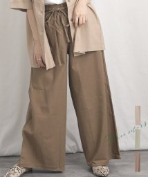 ARGO TOKYO(アルゴトウキョウ)/Cotton linen wide pants 22021　コットンリネンワイドパンツ　リネンパンツ　リネンワイドパンツ　ボトムス　イージーパンツ　ウエストゴム/モカ