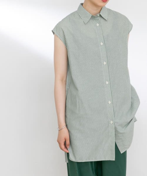 UR Lab.(アーバンリサーチラボ)/『UR TECH Smart Linen Touch』フレンチチュニックシャツ/GREEN×OFF