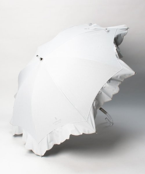 LANVIN Collection(umbrella)(ランバンコレクション（傘）)/晴雨兼用日傘　”シエスタスカラ刺繍フリル”/ホワイト