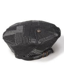 ホンキートンク(ホンキートンク)/デニムパッチワークプリント　スタンドベレー帽（オリジナルバッグ付）/ブラック