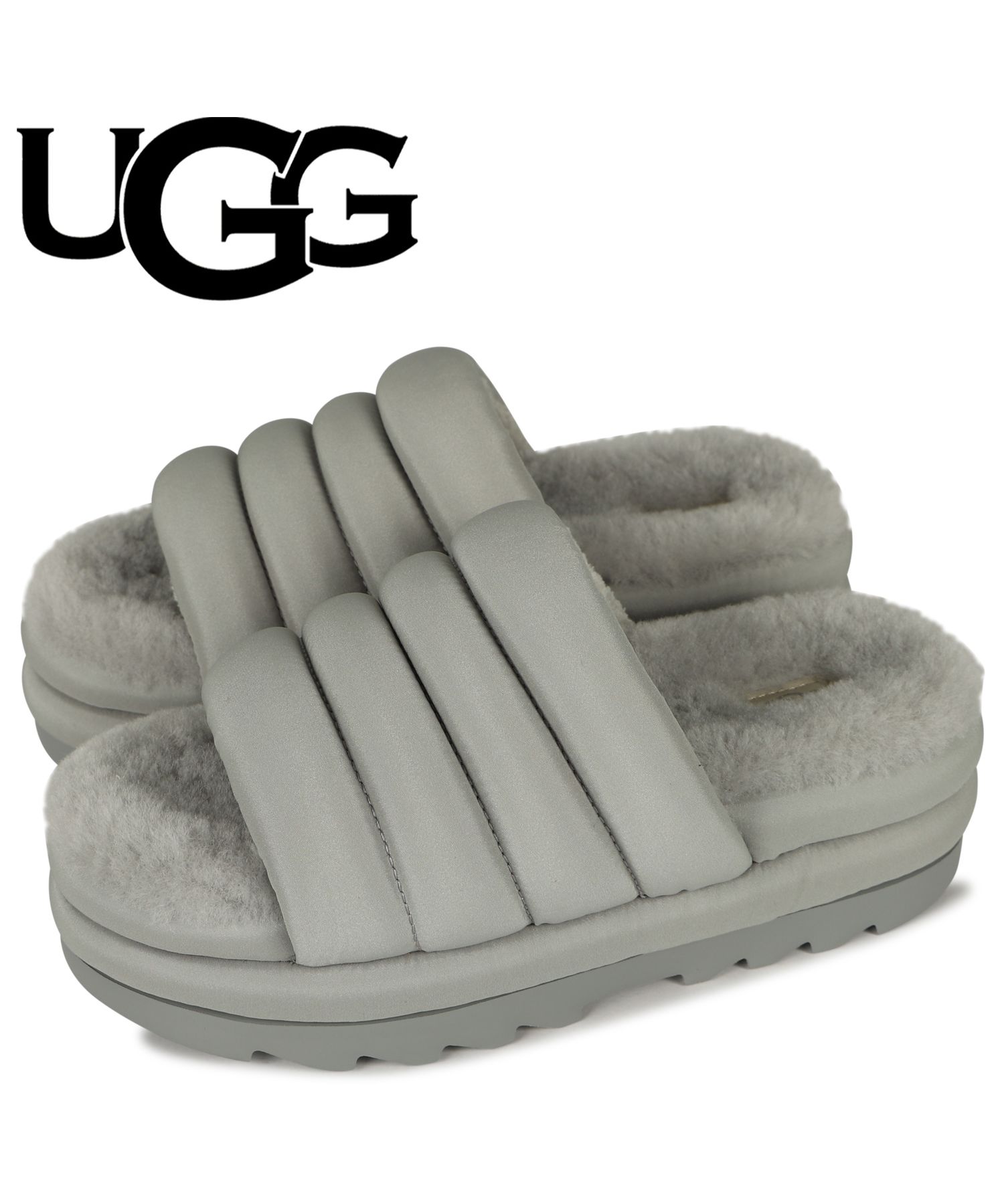 UGG アグ　サンダル　FUZZ SUGAR SLIDE　厚底　ベージュ