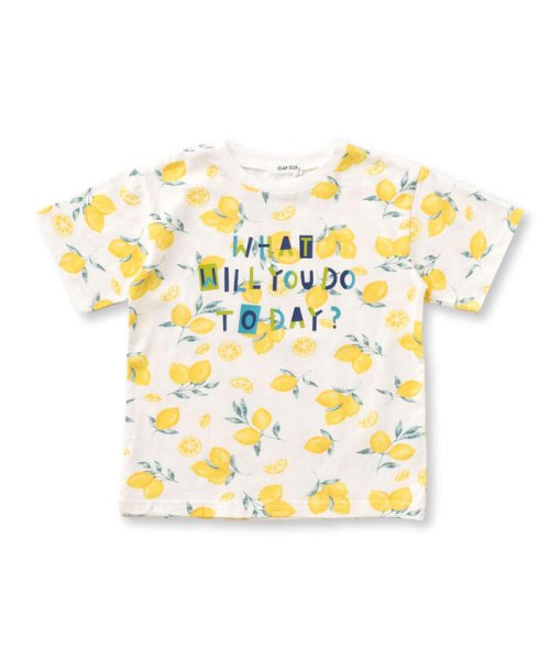 SLAP SLIP(スラップスリップ)/【 お揃い 】 レモン バナナ ロゴ サマー プリント Tシャツ (80~130/ホワイト系