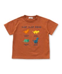 SLAP SLIP(スラップスリップ)/恐竜 ブロック でこぼこ Tシャツ (80~130cm)/ブラウン