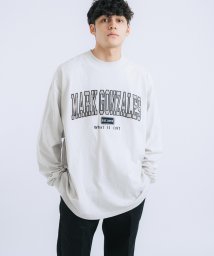 Rocky Monroe(ロッキーモンロー)/Tシャツ 長袖 カットソー ロンT メンズ レディース オーバーサイズ ビッグシルエット ゆったり ルーズ ワイド クルーネック ワッペン刺繍 ロゴ  アメカジ/グレー系1