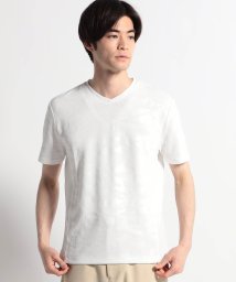 HIDEAWAYS NICOLE(ハイダウェイ ニコル)/カモフラ柄半袖VネックTシャツ/09ホワイト