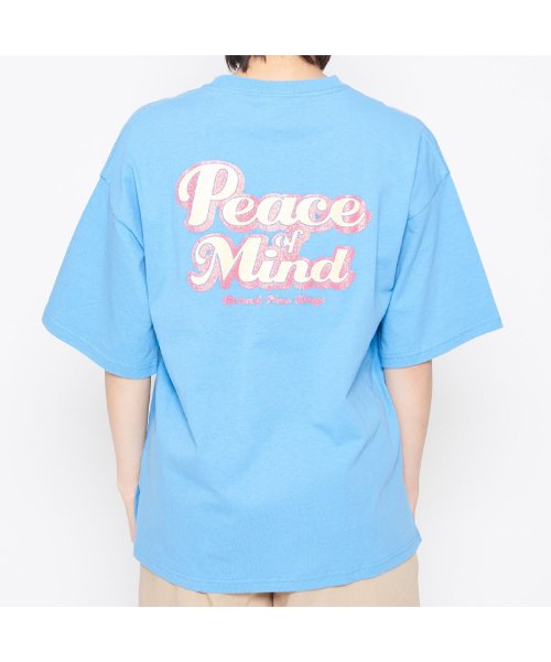 Spiritoso(スピリトーゾ)/Peace Mind ラメプリントロゴTシャツ/ブルー