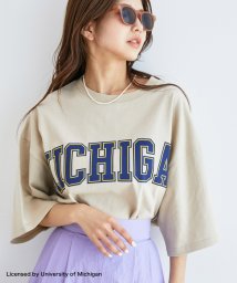 vis-`a-vis(ビザビ)/【WEB限定】【vis－`a－vis別注】Michigan大学ビックシルエットロゴTシャツ/ベージュ（27）