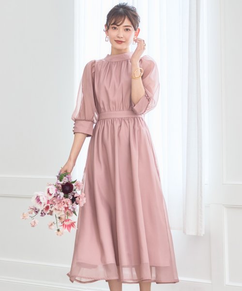 DRESS+(ドレス プラス)/ ワンピース オーガンジー 結婚式 フォーマル パーティードレス/ピンク