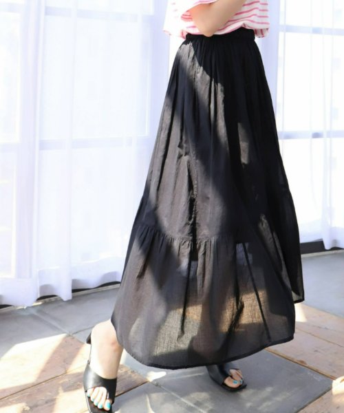 インド綿100 コットンボイル ロング丈アシメスカート 裏地付き モーメントプラス Moment Magaseek