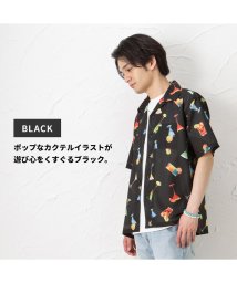 MAC HOUSE(men)(マックハウス（メンズ）)/NAVY ネイビー メッシュプリントシャツ 231063MH/ブラック