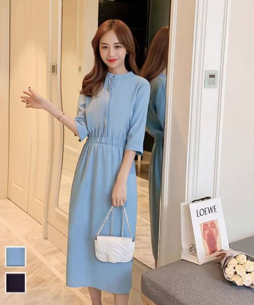 セール マキシワンピース 5分袖 レディース きれいめ 上品 カジュアル ロングワンピース 韓国ファッション 春 夏 オフェス セイヘイショップ Seiheishop Magaseek