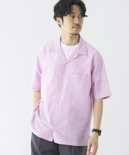 URBAN RESEARCH(アーバンリサーチ)/コットンシルクショートスリーブオープンカラーシャツ/SMOKE/PINK